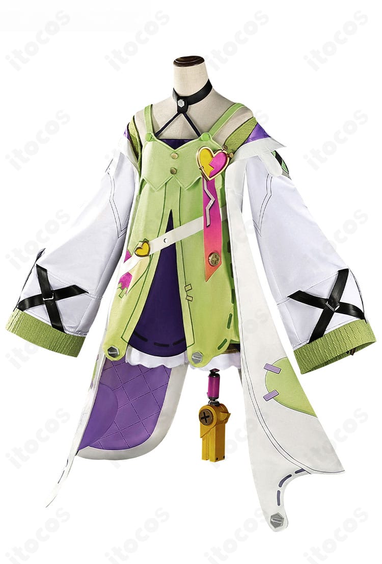 原神 アイノ コスプレ衣装の正面全体。高品質コートとワンピースのシルエットが分かるフロントビュー。