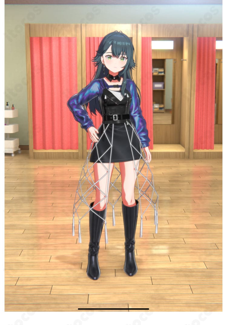 学園アイドルマスター 月村手毬「Luna say maybe」MV衣装の正面全身。高再現シルエットと質感が伝わる撮影用コスチューム。