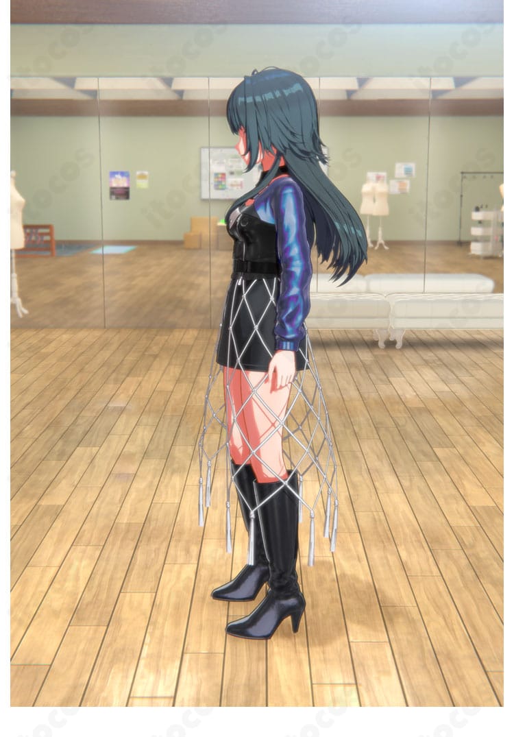 学園アイドルマスター 月村手毬「Luna say maybe」MV衣装の左側全身。角度別にディテールとシルエットを確認できる。