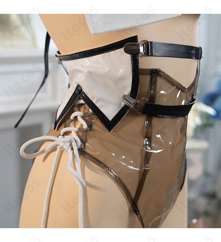 ベイ ラディアントラビット 腰部装飾ディテール。質感のコントラストとパーツ配置の仕上がりを強調。