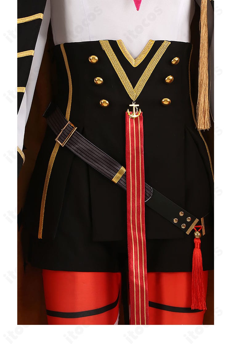 FGO オルガマリー コスプレ衣装の腰飾りディテール。コルセットベルトと装飾の重なりによる奥行きを表現。