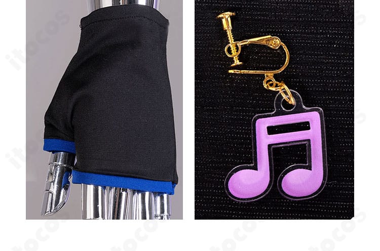 白石杏 コスプレ衣装の帽子装飾アップ。ポップなカラーリングとメロディっち風リボンの意匠。