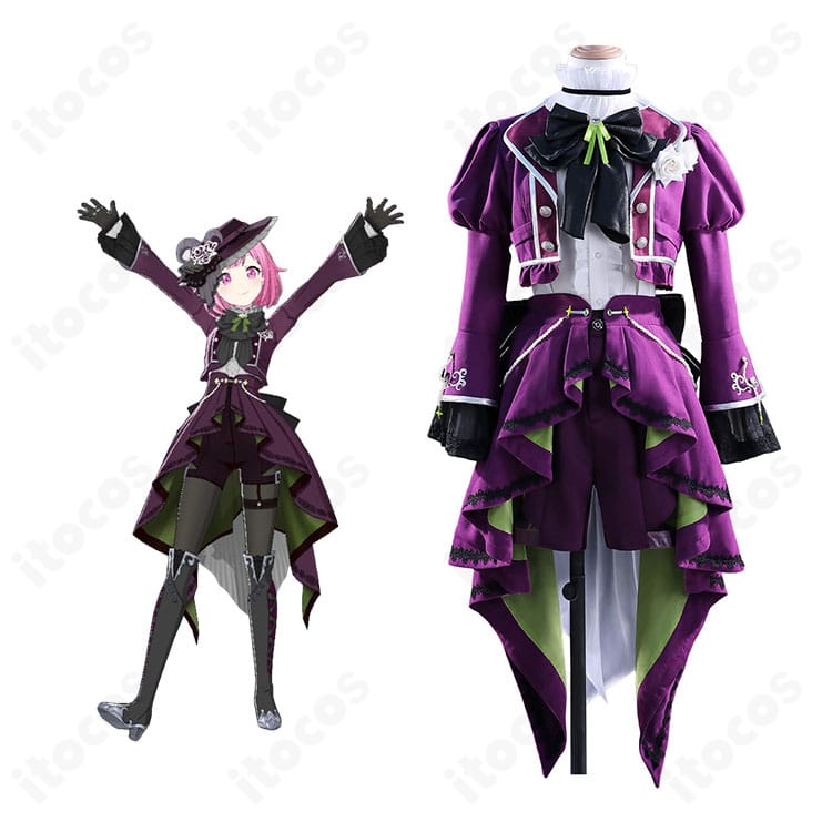 鳳えむのクラージュ・オートクチュール衣装を着用した全身イメージ。華やかで上品なステージドレスの雰囲気を再現。