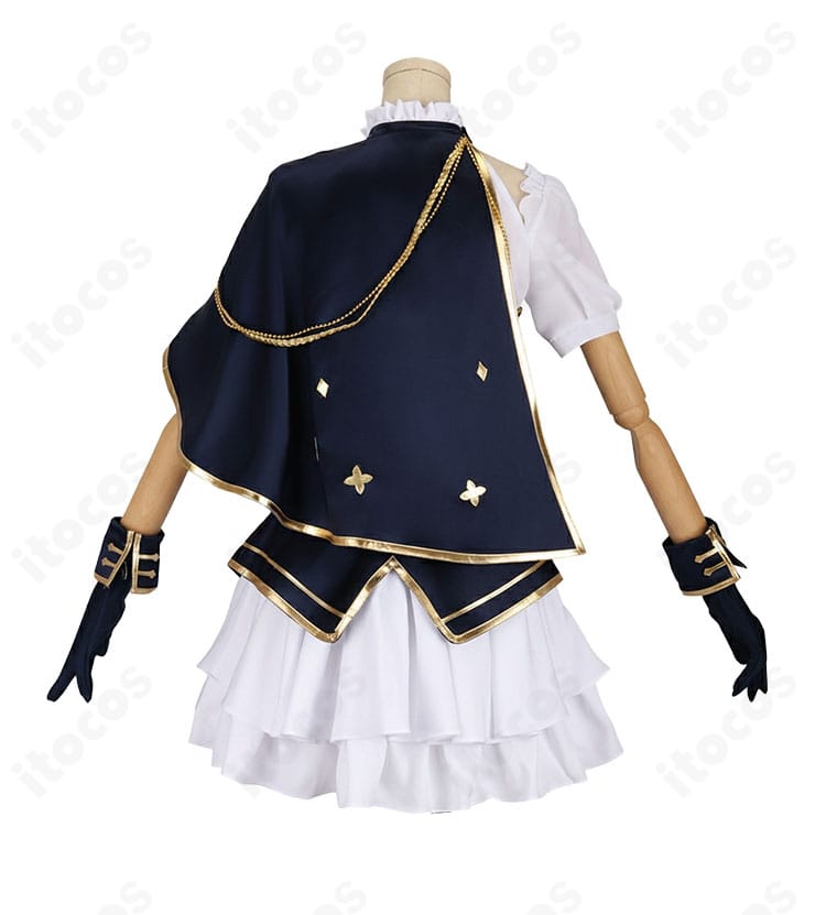 アルス・アルマル 7th OVERTURE コスプレ衣装の背面全体図。ショールの落ち感と背面開閉仕様を確認できるディテール