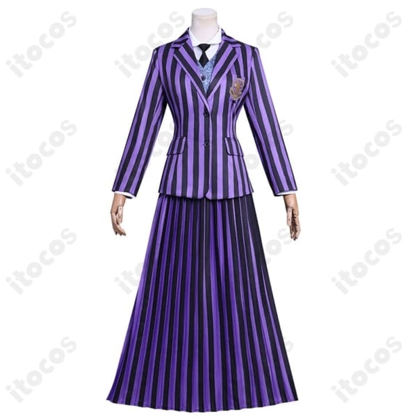 ウェンズデー・アダムス 学園制服コスプレ 高再現で撮影映え。通気性生地でイベントも快適