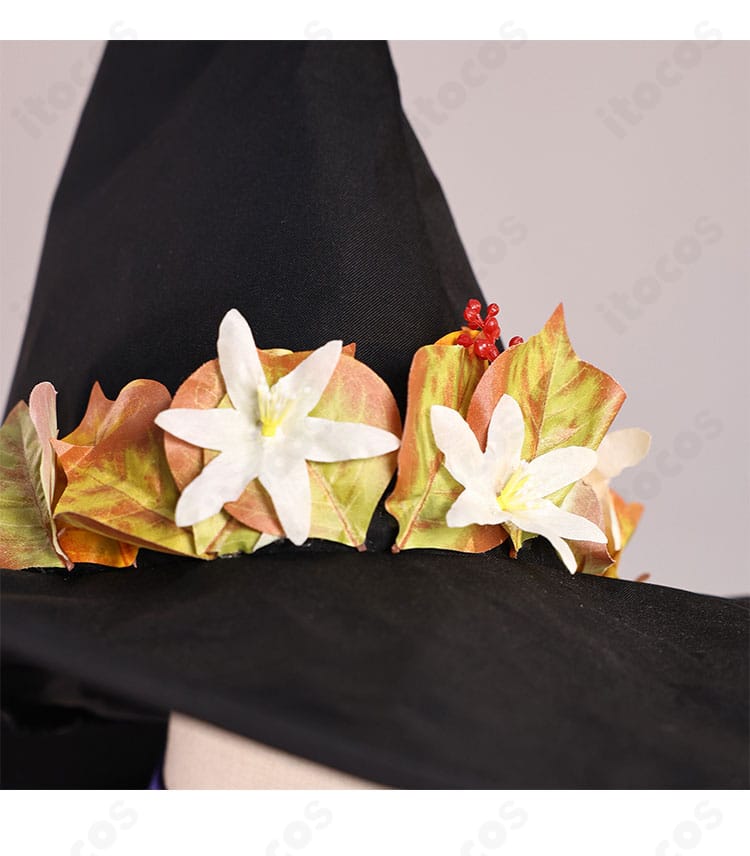 フリーレン ハロウィン衣装 帽子の葉飾りディテール。ORBcafe限定デザインの繊細な装飾を近接で表現。