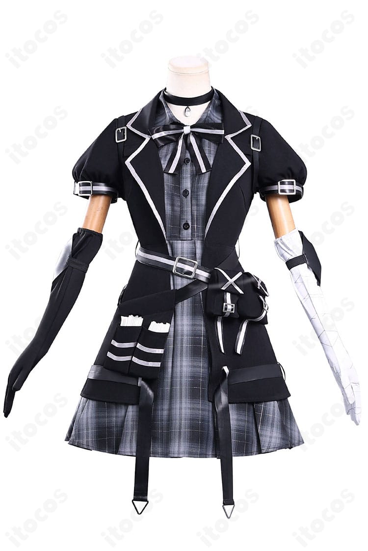 魔法少女ノ魔女裁判 黒部ナノカ コスプレ衣装の正面スタイル。高発色生地と整ったシルエット、蝶ネクタイとチョーカーの配置が分かる。