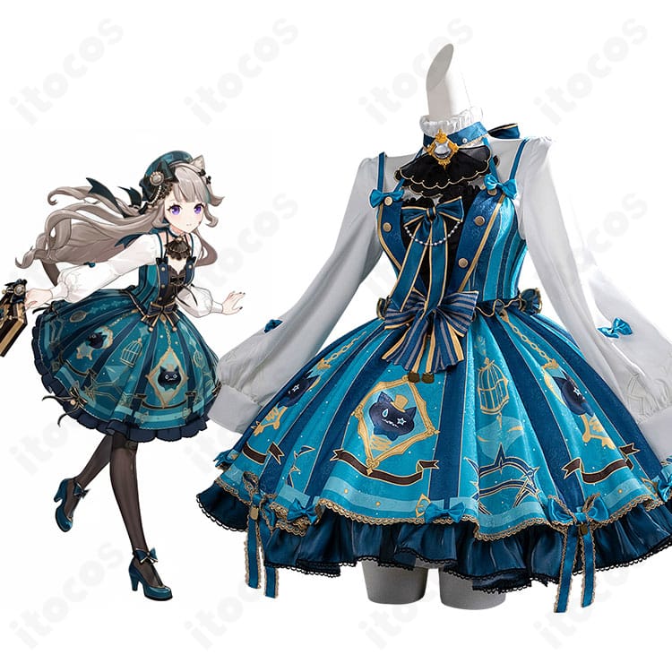 原神 リネット カフェ in ソウル コスプレ衣装を着用した全身イメージ。上品な店員風デザインの雰囲気がわかる紹介カット。