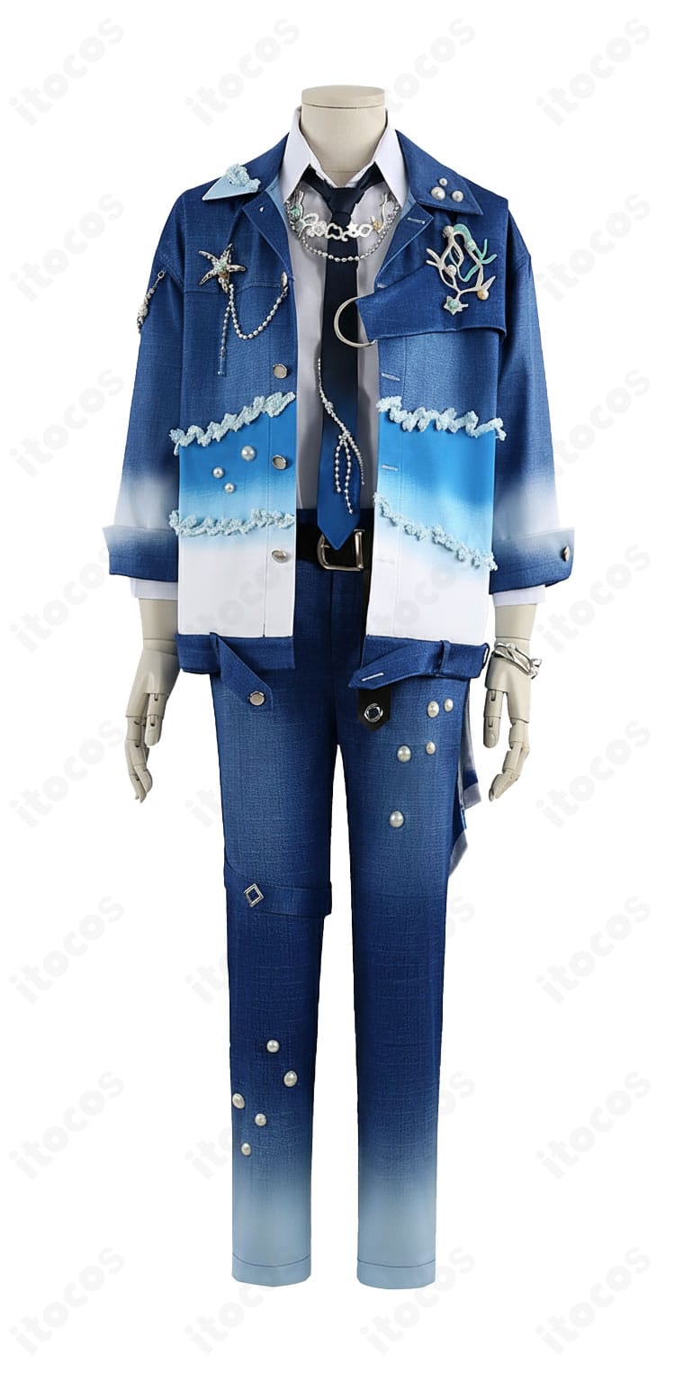 あんスタ Neptu Deep into you コスプレ衣装の正面全体。ロングコートと装飾を備えた高再現仕様