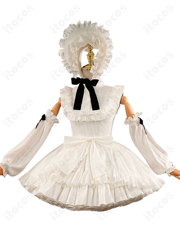 初音ミク ヴィンテージドール衣装の正面全体図。高品質な仕立てと美しいフリル配置が映えるデザイン