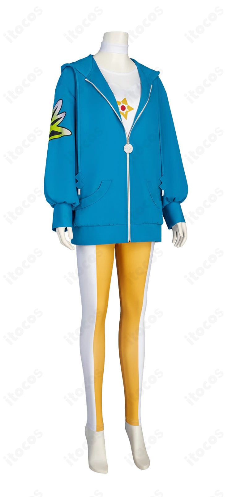 デウロ 衣装の側面。立体的な外套ラインと装飾ディテール、動きやすいシルエットをチェック。