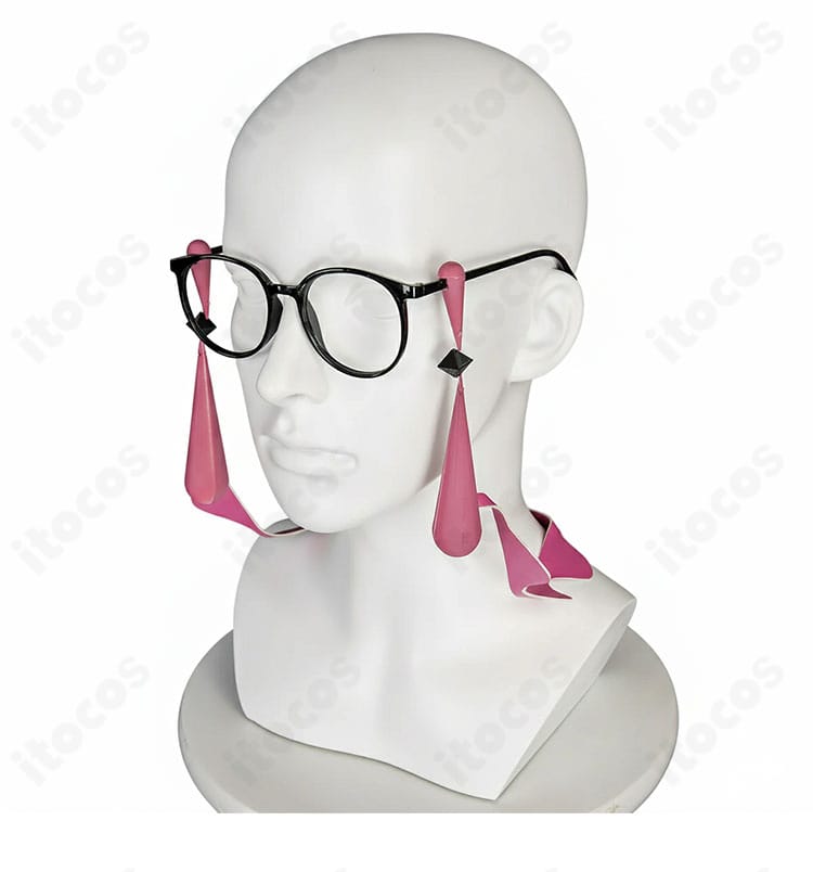 撮影用メガネ小物の正面ディテール。カラスバの必須アクセサリーを軽量で再現。