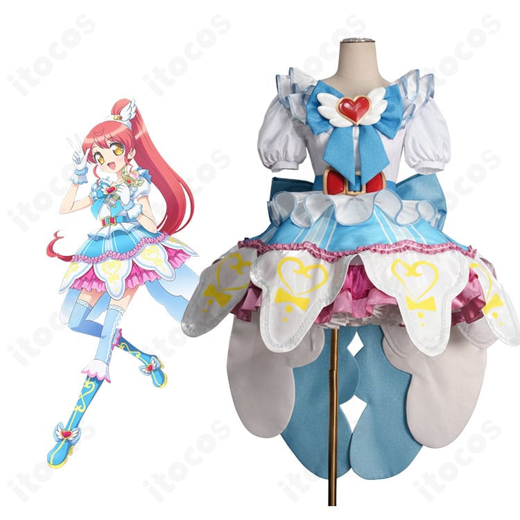 プリパラ 白玉みかん シルキーハートサイリウムコーデの着用イメージ。天使モチーフの白×ブルー配色とラブリーな雰囲気を表現。