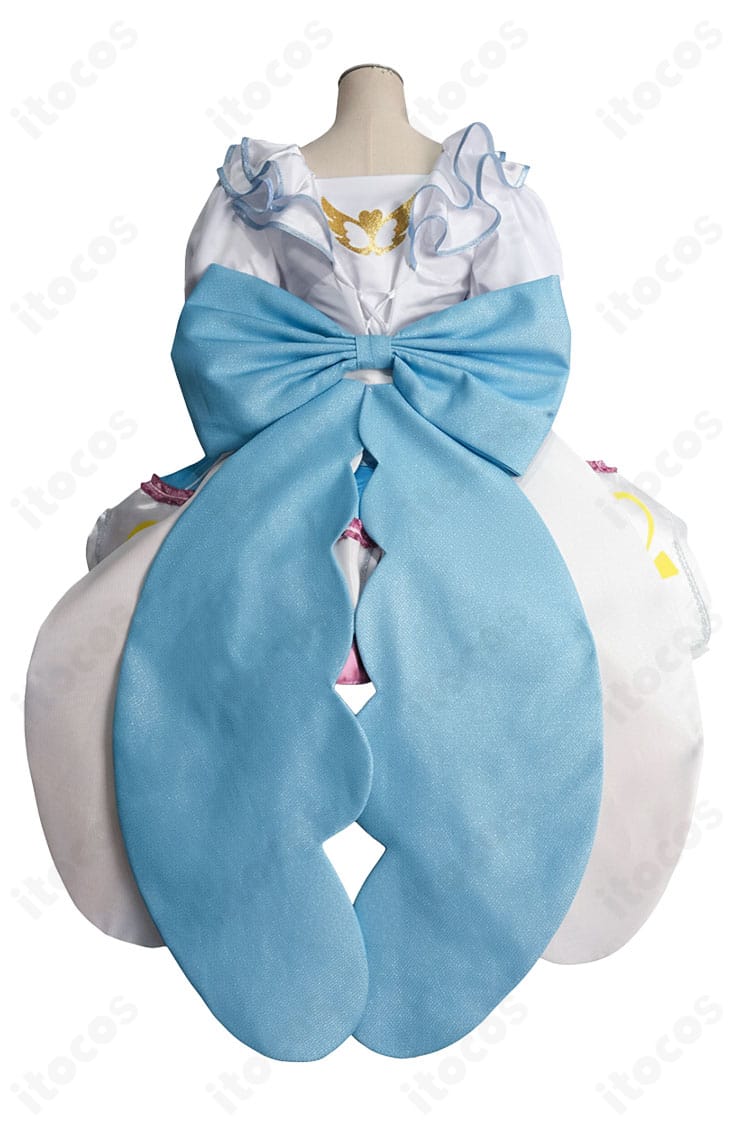 プリパラ 白玉みかん シルキーハートサイリウムコーデ 背面全体。大きな背中リボンとウエストラインの美しさが分かる写真。