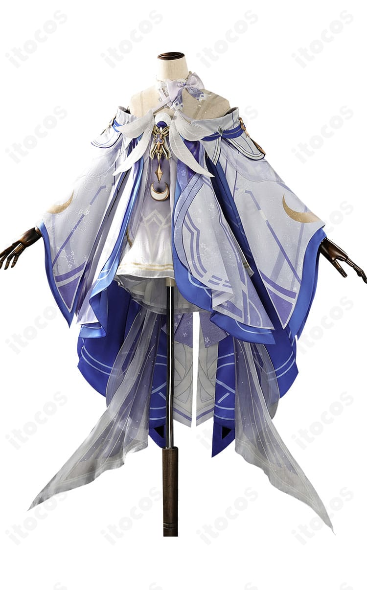 原神 コロンビーナ（月の少女）コスプレ衣装の正面全体図。ゴシックなシルエットを確認できる画像