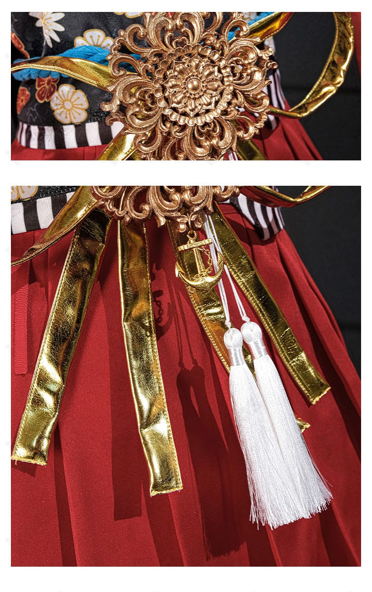 大鳳バニー衣装の腰部装飾と腰蝶結び、太もも飾りの近接ディテール