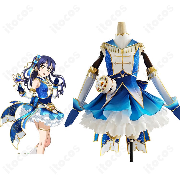 ラブライブ！園田海未「お化粧の魔法編 もっと綺麗に！」の全身コスプレ衣装イメージ｜上品で可憐なステージスタイルを俯瞰で紹介