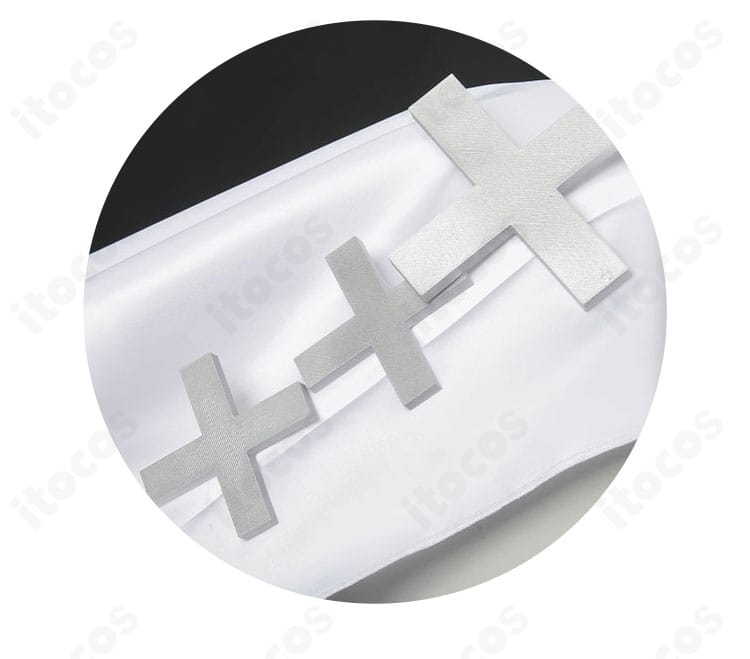 氷上メルル コスプレ衣装の頭巾ディテール。ふんわりした形状と丁寧な縫製が特徴