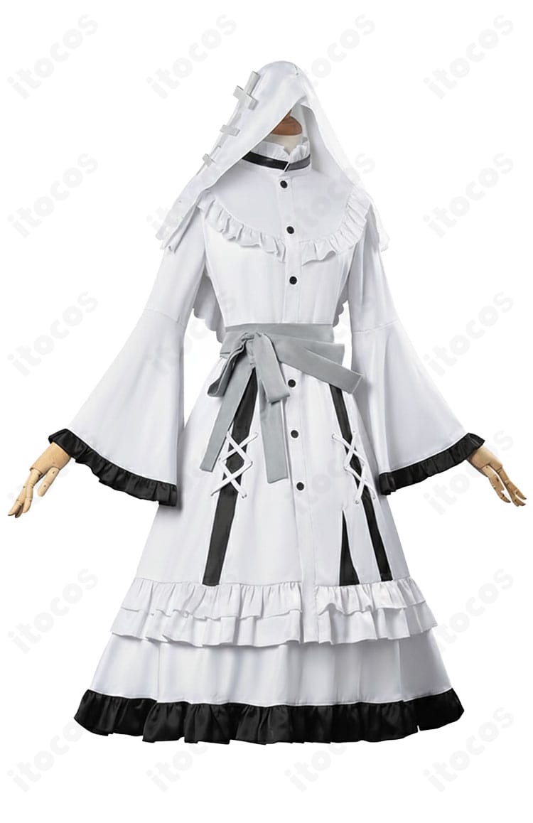 氷上メルル コスプレ衣装の側面スタイル。帯とスカートの立体感がわかる上品なシルエット