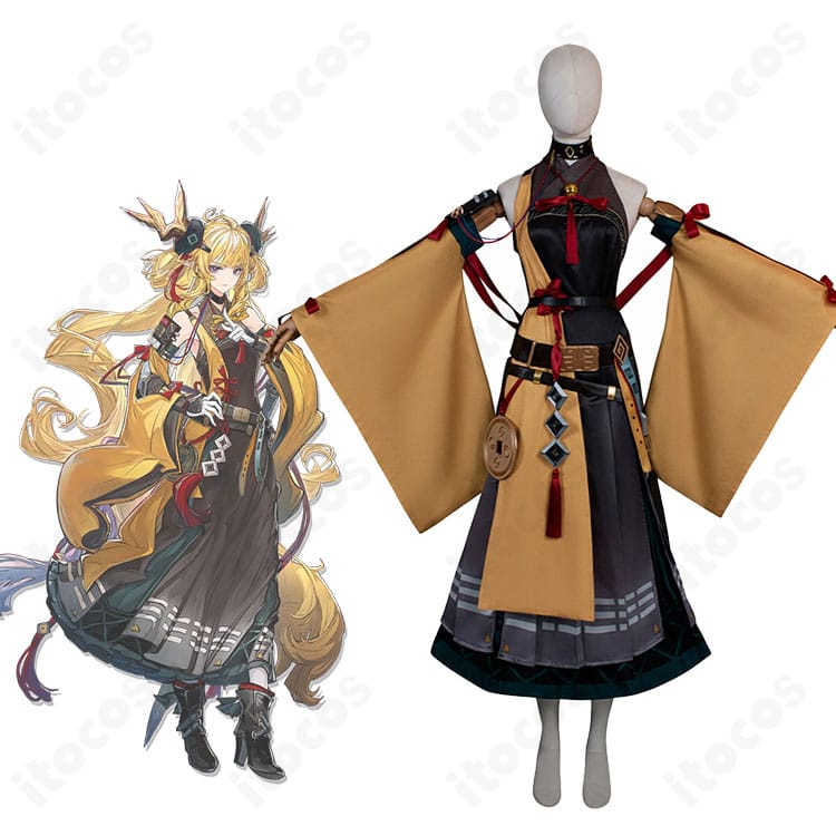 アークナイツ 司霆レイズ（異格）公式風ビジュアルと衣装一式の全体図。高再現シルエットと装飾の雰囲気が分かる画像