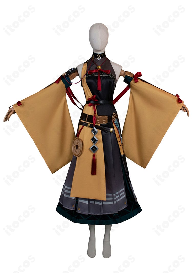 アークナイツ 司霆レイズ（異格）コスプレ衣装の正面。トップス・スカート・胸元装飾のディテールを確認できる画像