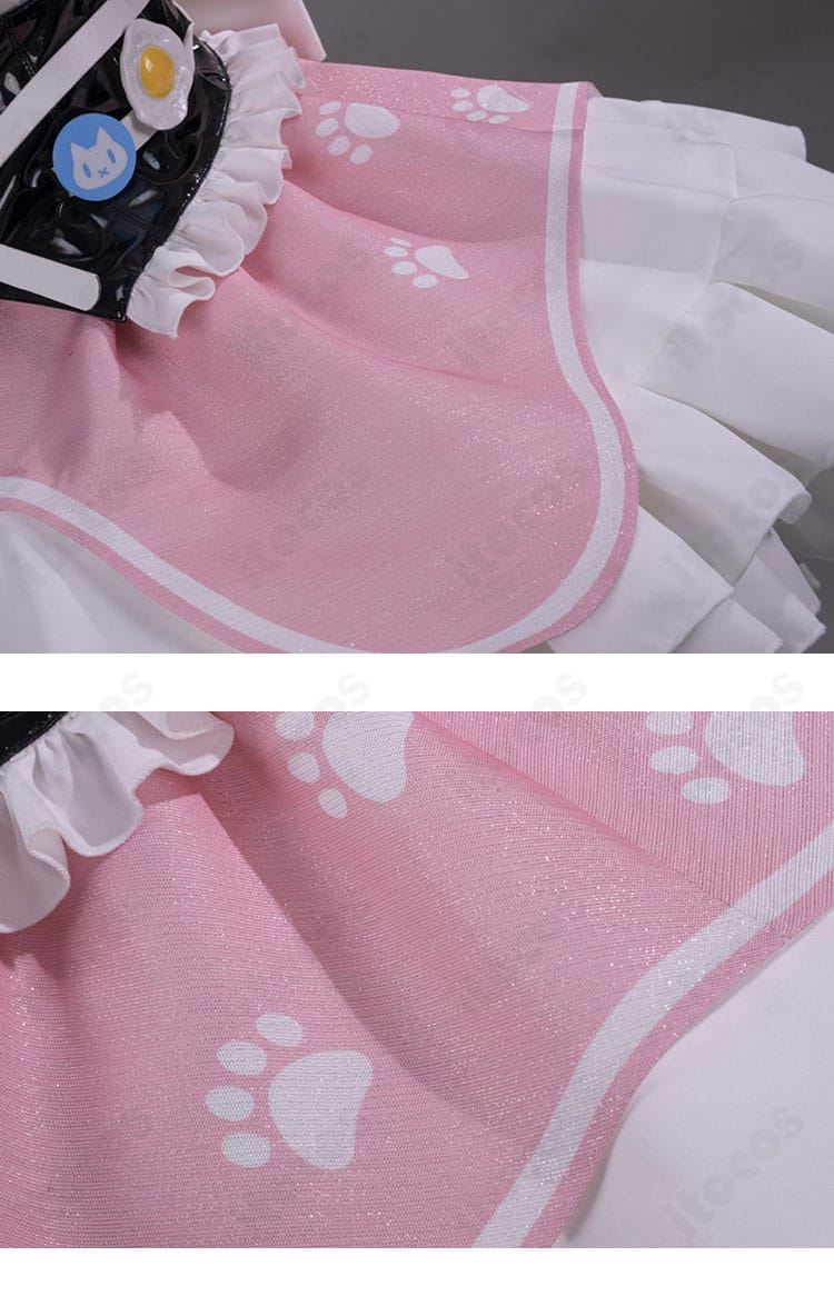 結城さくな 猫メイド衣装のスカート裾柄とフリル装飾のアップ