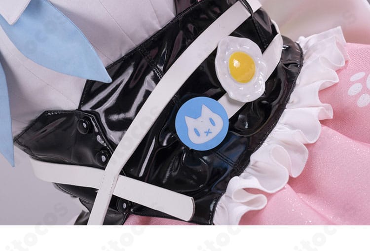 結城さくな 猫メイド衣装の腰封・ウエスト飾りのデザインと質感ディテール