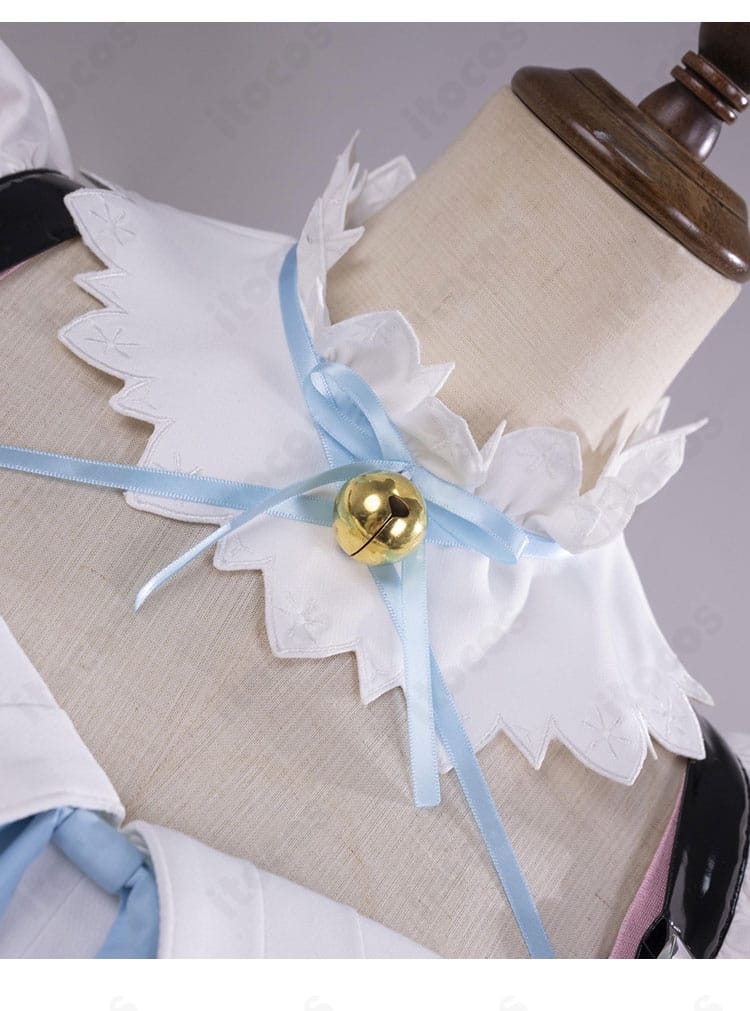 結城さくな 猫メイドの首元つけ襟と頸飾りのレース・リボンディテール