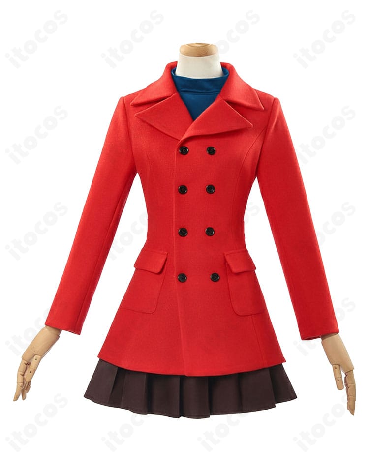 正面全体写真。アスカのコミック版コート、ショートスカート、インナーの組み合わせとバランスが分かるカット。