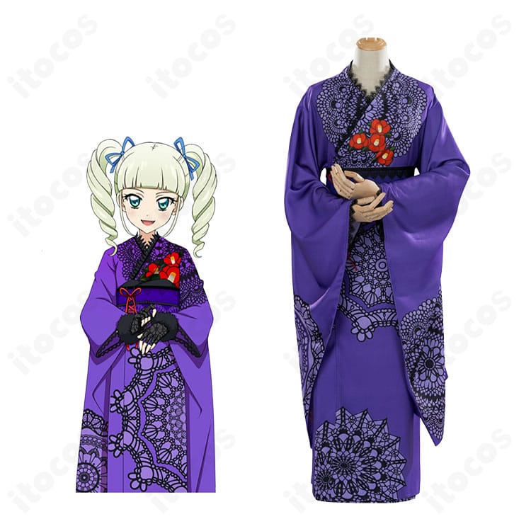 アイカツ！藤堂ユリカ 和の心・ダーク 浴衣コスプレのキャラクターイメージと衣装全体図