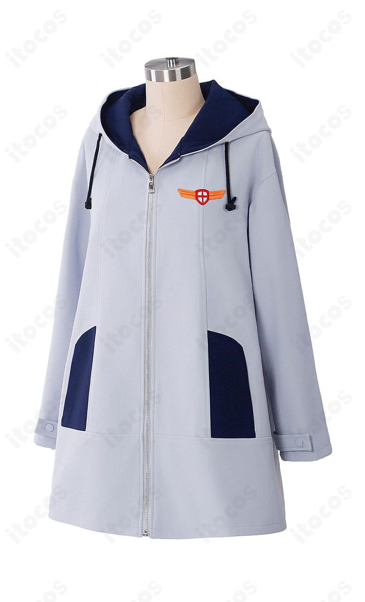 木之本桜 友枝小学校ウィンドブレーカーの左側ディテール（裾・前開きまわり）写真