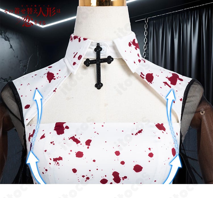 喜多川海夢 コスプレ衣装の衣襟ディテール。装飾バランスと縫製の仕上がりアップ