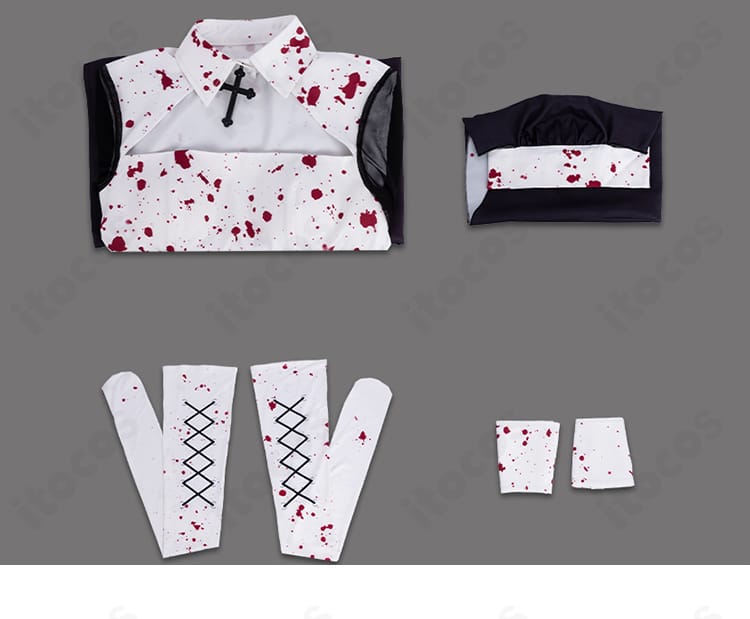 喜多川海夢 Rose修道服コスのセット内容一覧。ワンピース・ウィンプル・靴下・手首飾り