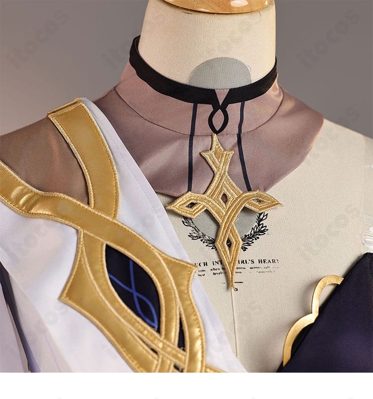 原神 ナベリウス コスプレ衣装の衣領と装飾ディテールの近接画像