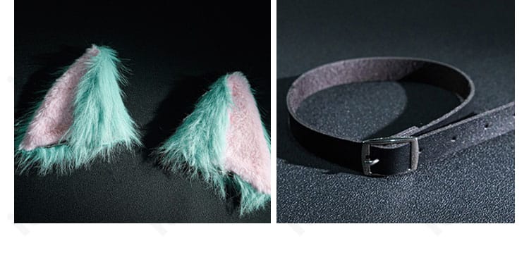 シノン コスプレ衣装のGGO耳飾り・アクセサリー一式。耳飾りと小物のセット内容と質感が分かるカット