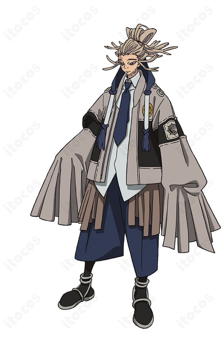 ガチアクタ タムジー・カイネスのコスプレ衣装 正面全体。配色と直線的シルエットを高再現し、イベントで映える設計