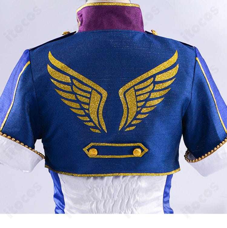 プリパラポリス衣装の背肩パーツ装飾アップ。肩章と背面意匠の質感・固定方法を確認できる。