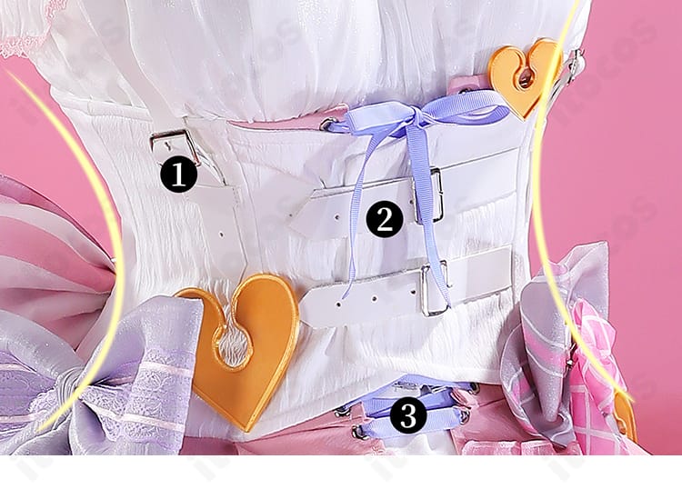 プロセカ 瑞希 ハイド・クリノリン 腰帯装飾ディテール。ウエストリボンの立体感と輝きを強調