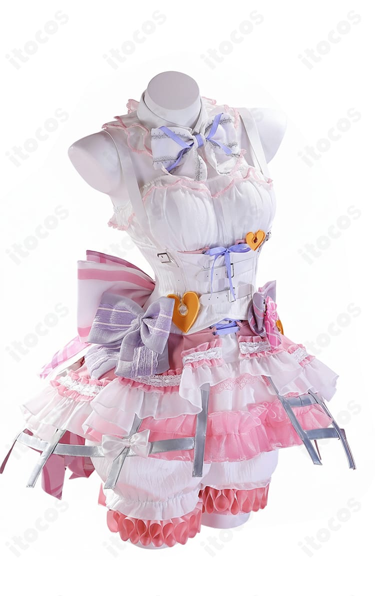 プロセカ 暁山瑞希 ハイド・クリノリン コスプレ衣装の正面全体。繊細な装飾とシルエットを確認できる写真