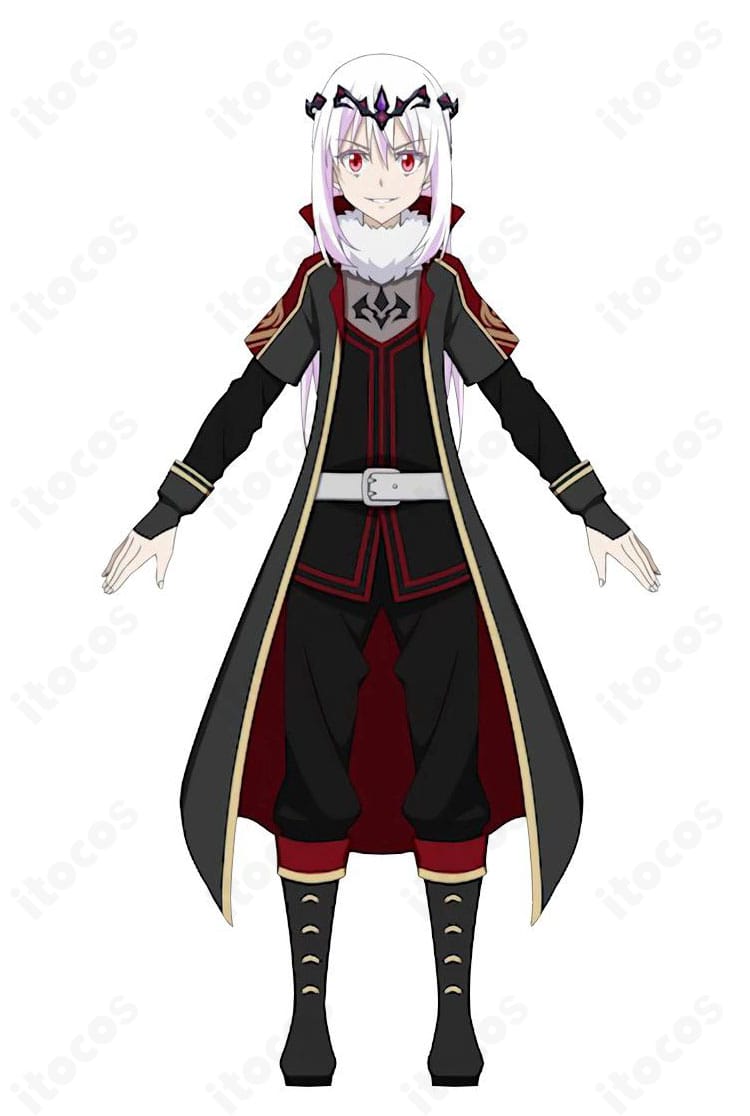 転スラ まおりゅうのエミルス 黒白ノ覇王コスプレ衣装 公式風イメージ。黒白コントラストと威厳あるシルエットを強調。