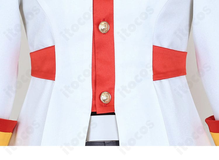 兎山悟 コスプレ 前立てボタン装飾アップ。立体的なボタンでクラシカルな雰囲気を強調。