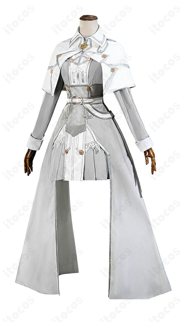 ソードアート・オンライン ムーンクレイドル 星王妃アスナ衣装の側面。コルセットベルトによる立体感とドレープの美しさが分かる写真。