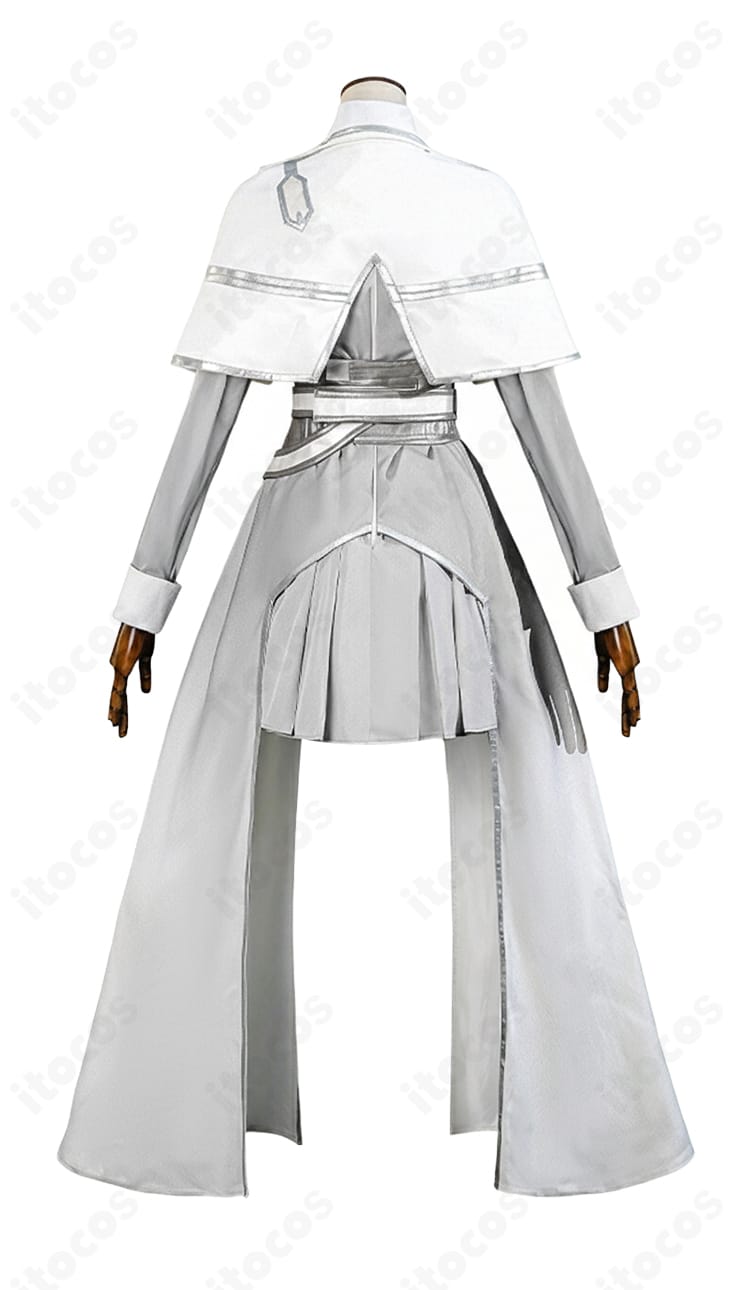 SAO アスナ 星王妃コスプレ衣装の背面。ストールの流れやベルト装飾など背面ディテールまで忠実に再現したカット。