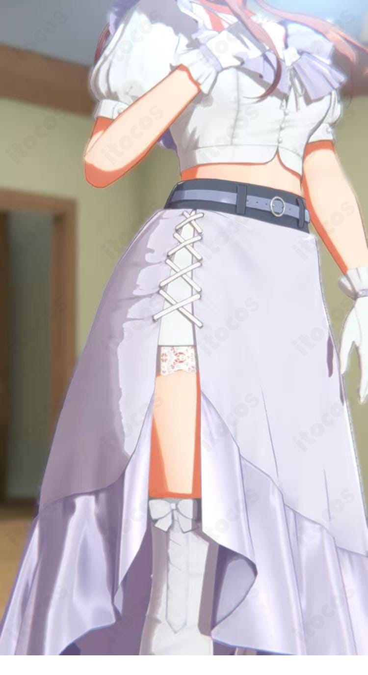 姫崎莉波 clumsy trick 衣装の背面。背中の装飾やスカートの落ち感など、後ろ姿の再現ポイントを強調。