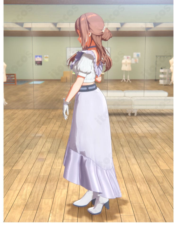 姫崎莉波 clumsy trick 衣装の右側面。袖口やベルト位置、スカートのラインがわかるディテールショット。