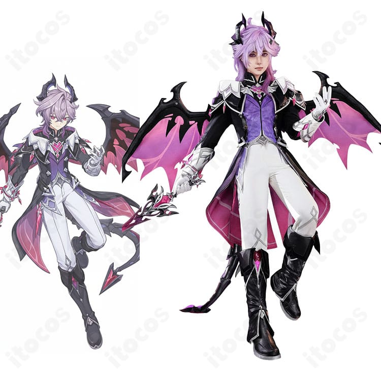 原神のドゥリン（悪龍）をモチーフにした人間形態コスプレ衣装とキャラクター比較の説明画像