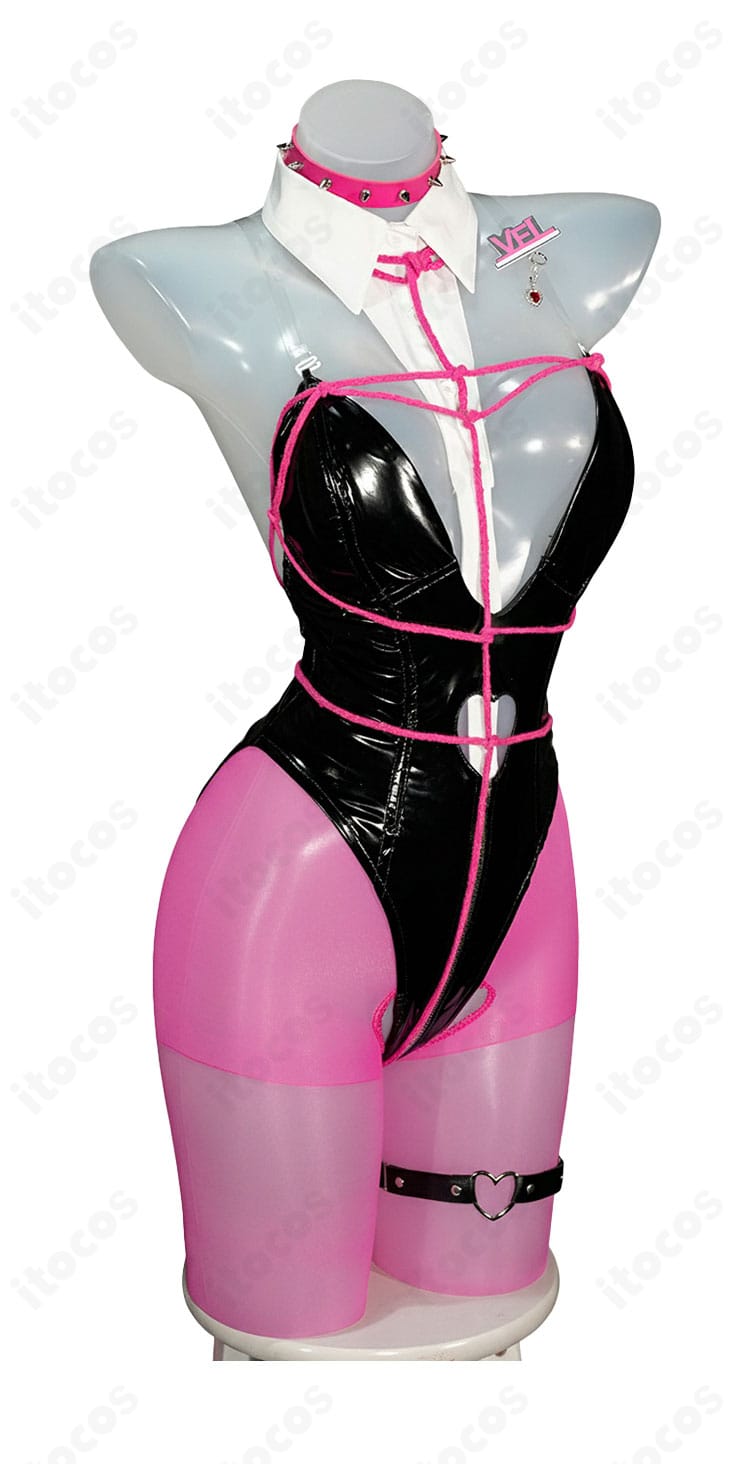 勝利の女神：NIKKE ベルベット バニー怪盗コスプレ 側面。ウエストからヒップにかけての美シルエットを強調