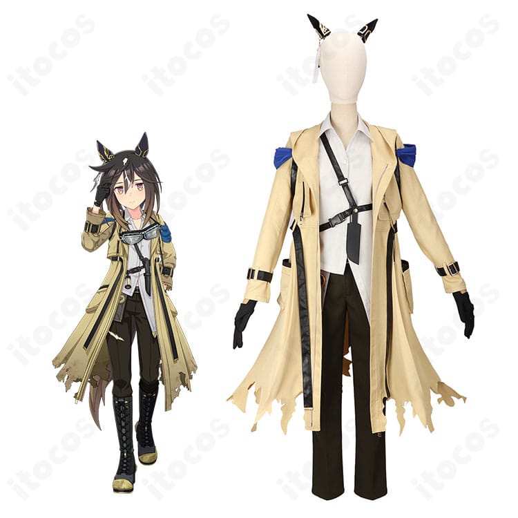 ウマ娘 ステイゴールドの勝負服コスプレ衣装と公式キャラクター比較。高再現でイベントに適した仕上がりを示す画像