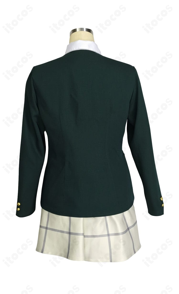 ブルーアーカイブ 桜井ミヨ 初期制服コスプレ衣装の背面画像。コートの後ろ姿とヘムラインの落ち感、背面シルエットを明確に示す