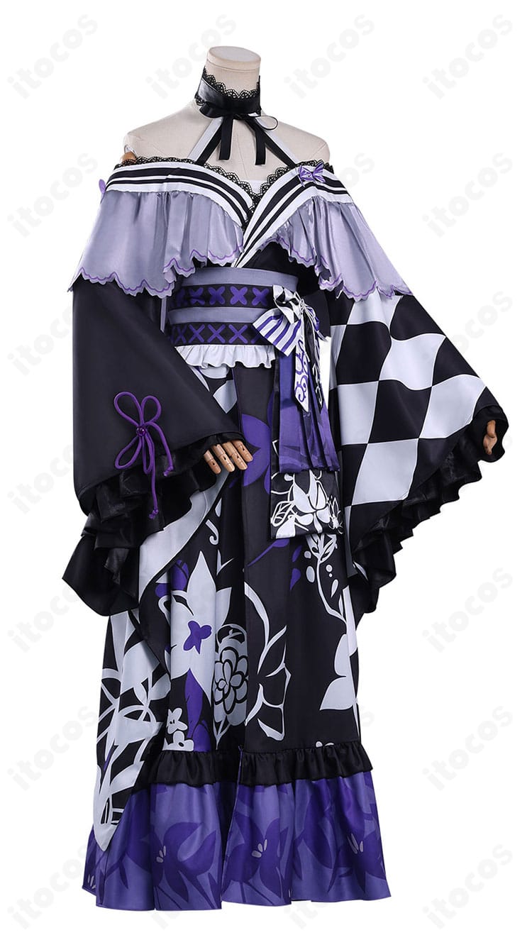 宝生マーゴ衣装の側面シルエット。コルセット風ベルトでウエストラインを強調